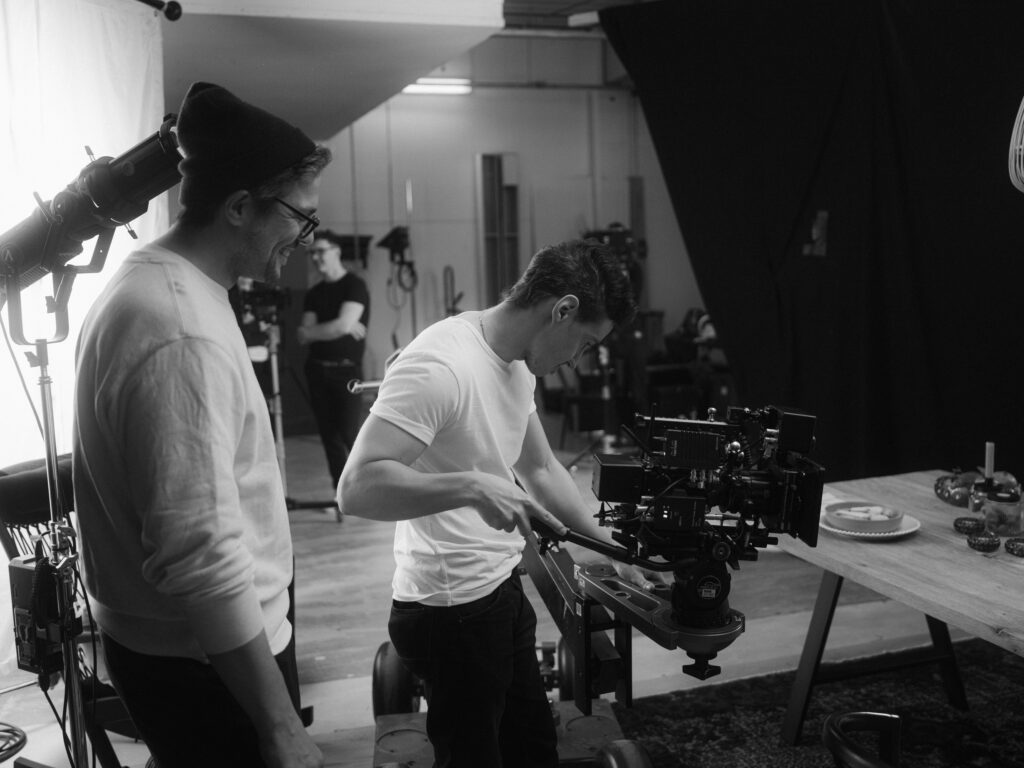 Christoph Wieczorek operating the camera in the studio
