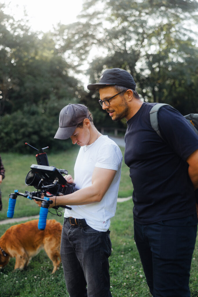 Christoph Wieczorek and Christian Martin Schäfer at the gimbal setup