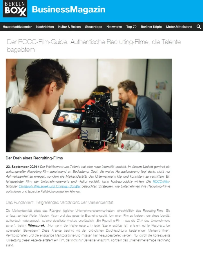BerlinBoxx über ROCC Film und authentische Recruiting-Filme