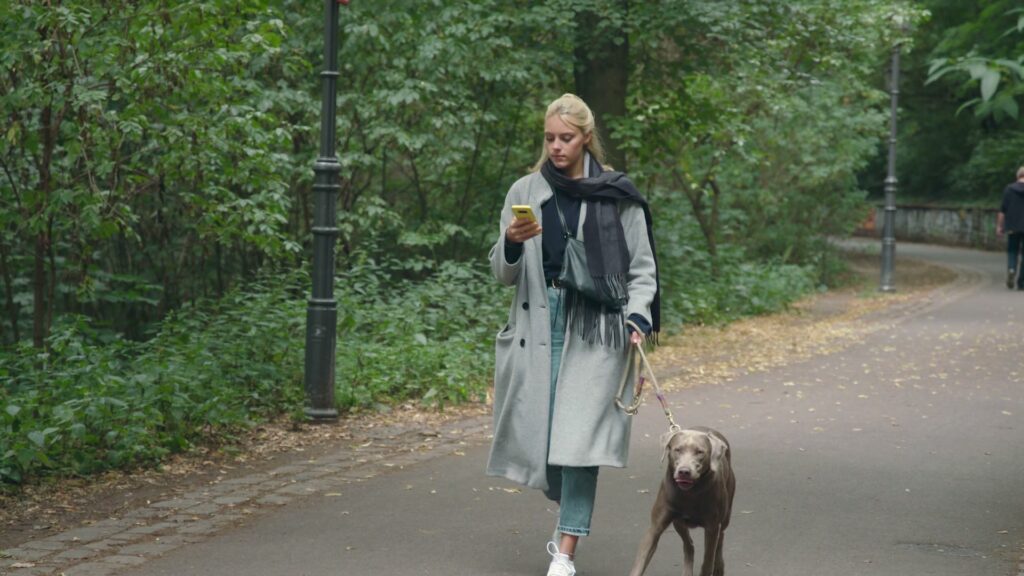 Berliner Park, mit einem sehr eigenwilligen Hund
