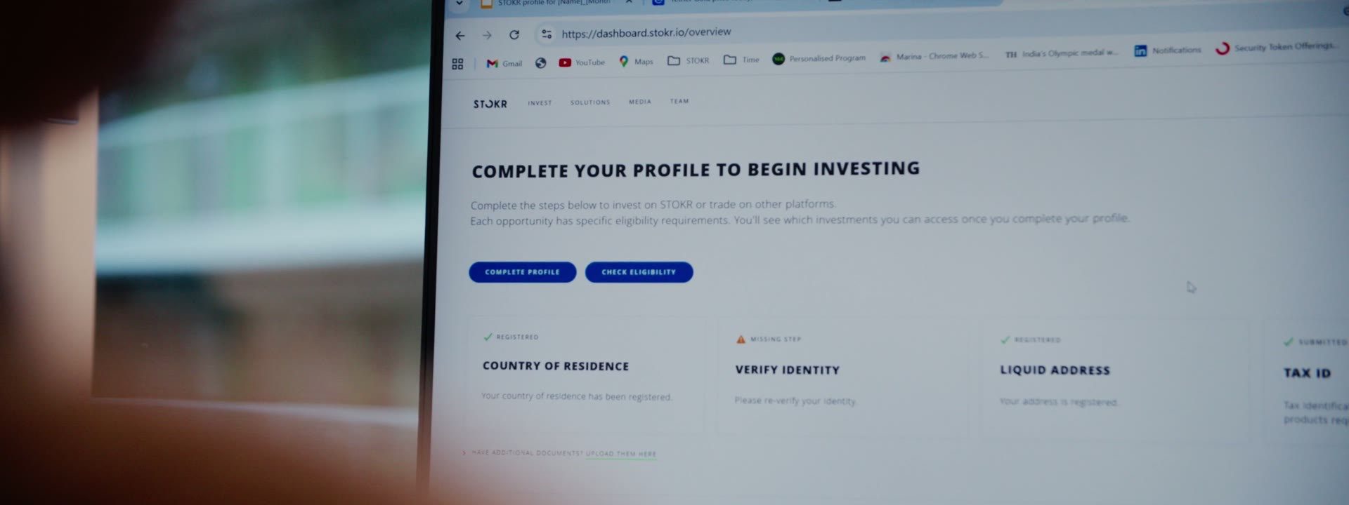 Onboarding on the STOKR platform for tokenized securities