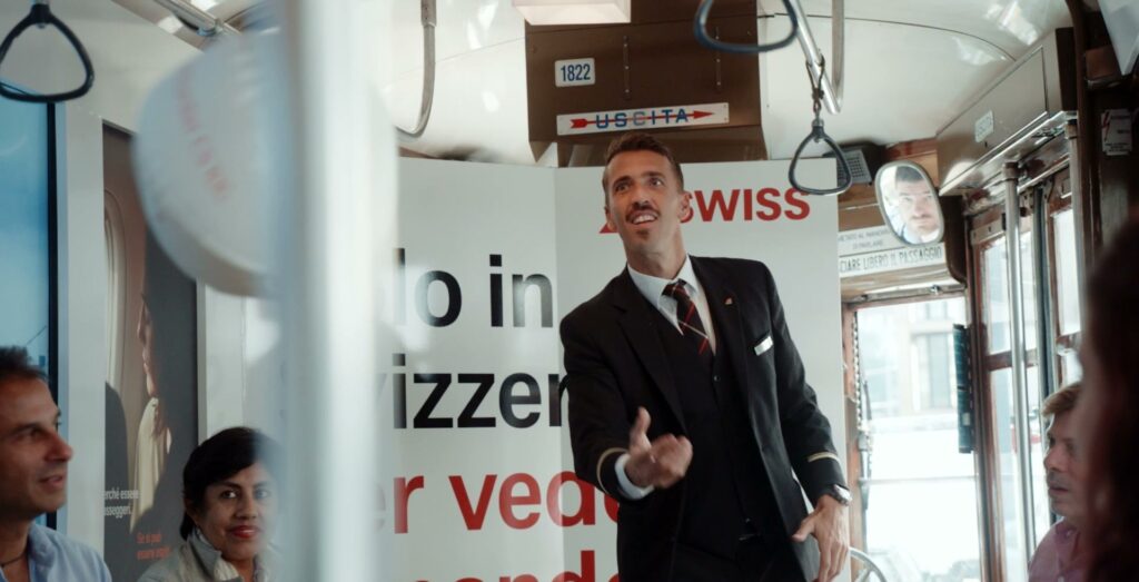 SWISS on board the tram